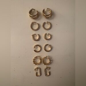 Gold-Tone Mixed clip on Earring Set - Pack of 6